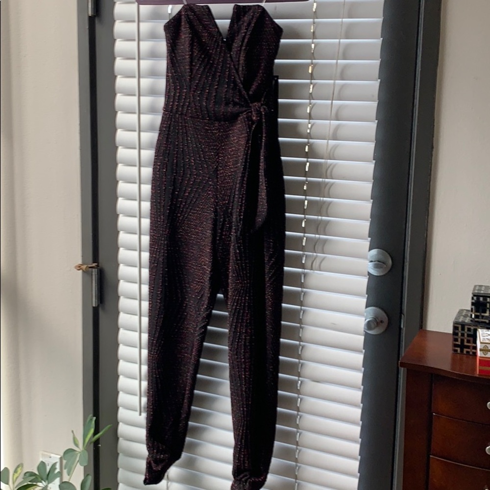 Strapless shimmer jumper